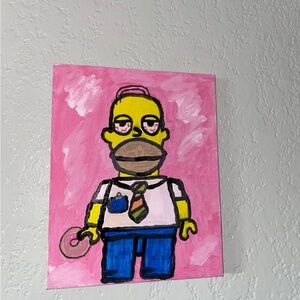 Art Class Pink and Yellow Cartoon Character Painting